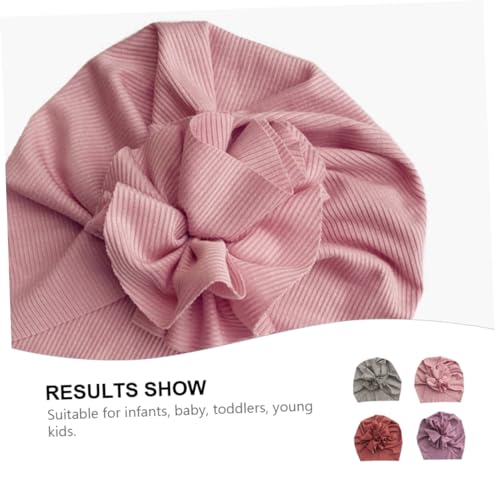 VANZACK 4Pcs Beanie Hat Soft Crochet Flower Shaped Caps for Newborns Breathable and Comfortable Headwear Random Colors for Years2
