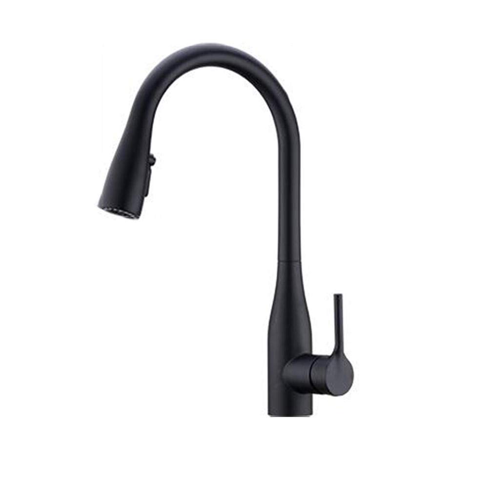 Robinet de cuisine design noir mat 3 fonctions avec douchette extractible pour évier moderne