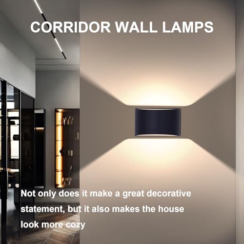 Image of KICAAO Modern LED Wall Sconce,Warm White 3000K,Hardwired Indoor Wall Lights Set of 2 Up and Down Wall Mount Light for Living Room Bedroom Hallway Corridor Conservatory(with G9 Bulbs) (Black-4PCS)