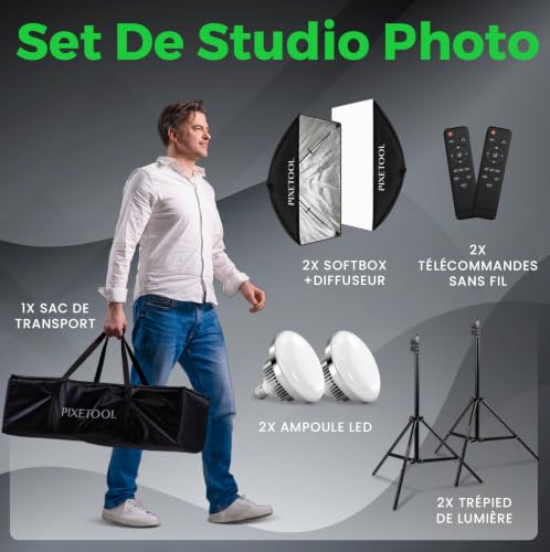 PIXETOOL Kit 2 Softbox 70x50 cm - Soft Box Studio Photo et Éclairage – vue 8
