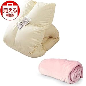 タンスのゲン 福袋 2点セット(羽毛布団×毛布ピンク) シングルロング ホワイトダックダウン90% 350dp(かさ高145mm) 以上 シルバーラベル ベージュ 昭和西川 マイクロファイバー毛布 10106453 00