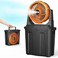 Ausic 1.35 Gal Portable Misting Fan, Outdoor Fans for Patios, [Max 30H] Rechargeable Battery Operated Fan, Bucket Mister Water Cooling Fan for Camping/Travel/Beach, 2 Large Spray Outlets