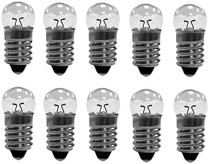 10x E10 Miniature Screw Base Light Bulbs 6V Flashlight Lamp Mini Light Bulbs (6, Volts)