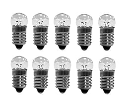 10x E10 Miniature Screw Base Light Bulbs 1.5V to 12V Flashlight Lamp Mini Light Bulbs (12, Volts)