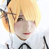 MeralenS Kolorowe żółte soczewki kontaktowe Anime Yellow Circle Lenses Heroes Of Cosplay mocno kryjące, bez siły, z bezpłatnym pojemnikiem na soczewki