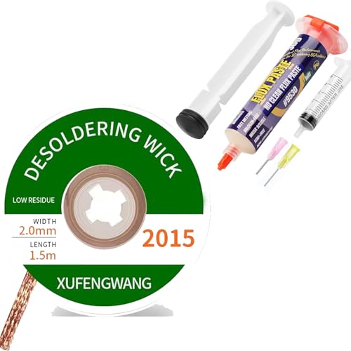 Lötpaste Flussmittel, 10CC Bleifrei Spritze Lötzinn Flussmittelpaste, No clean Kolophonium Löten Lötflussmittel für SMD BGA LED PCB Elektronik Löten,Entlötlitze Entlötdocht zum Entfernen des Lötzinns