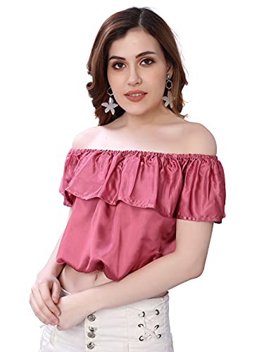 Image of Selvia Women's Dyed, Plain Satin Silk Party Regular Fit Top