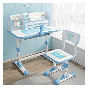 Bureau met plank Tiltable Children’s Study Desk Primary School Desk Children’s Bureau en stoel Set Thuis Bureau en Stoel Combinatie Studiebalie witte computer bureau (Color : Blue)