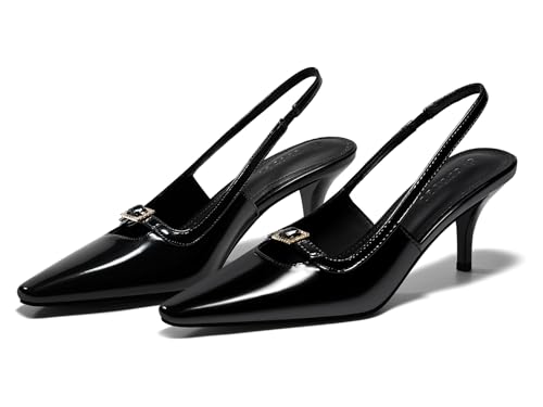 Coutgo Womens Kitten Heels Slingback Dress Shoes Buckle Office Work Pumps Shoes