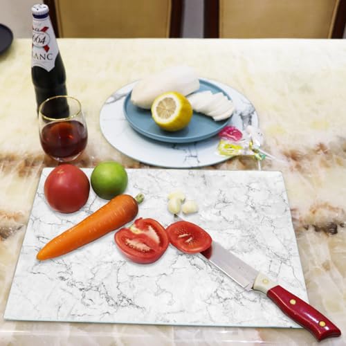 Tabla de cortar de vidrio templado JAMBALAY para cocina, 40,6 x 30,5 cm, con diseño mármol, pies antideslizantes, resistente al calor y a los golpes, apta para lavavajillas miniatura 7