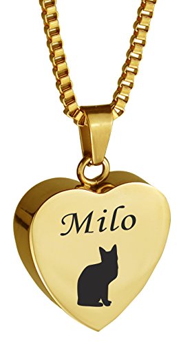 Love to Treasure personligt kattguld husdjur urna hänge – minnesgåva aska minnessak – kremeringssmycken