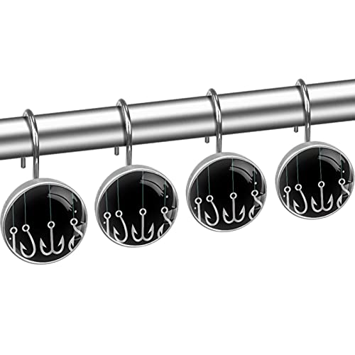 Crochets pour rideau de douche noir et blanc anneaux de suspension métal