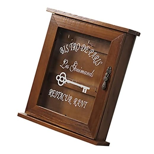 VOSAREA Wall Mount Key Holder Trä Nyckelhållare Box Dekorativ Nyckelskåp Med 6 Nyckeln Krokar Vintage Nyckel Rack Key Hänger För Ingång Vägg Inredning