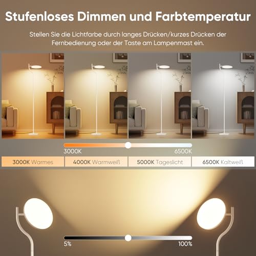 Lampadaire de salon avec lumière de plafond orientable et télécommande - 2