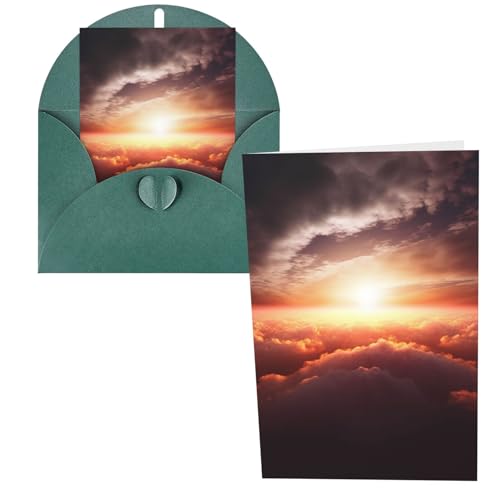 QMNSEHF サンライズ クラウド グリーティングカード 封筒付き サンキューカード Happy Birthdayカード 女性用 男性用 クリスマス ハロウィン 結婚式 ブランク ノート カード あらゆる機会 グリーティングカード 4x6