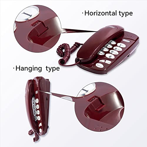 Old Style Wall Phone-Freely Adjust The Volume Landline Phone, Classic Retro Design Landline Phones For Home, Wall Phones For Landline, Suitable For Living Room, School, Home, Office(Red) #TOP5