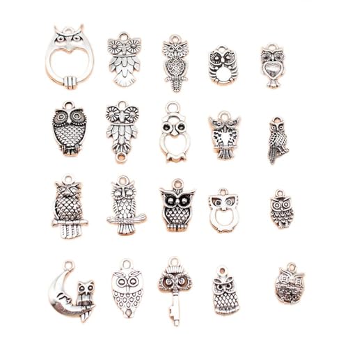 WYSIWYG 20Pcs Antique Silver Color Owl Collection For Diy Jewelry