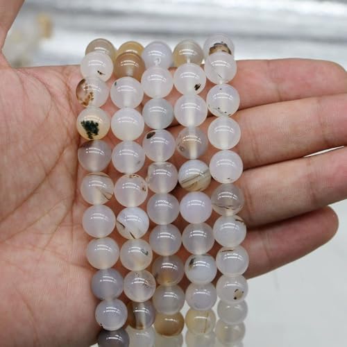 Malahill semiprecious Stone Beads for Jewelry Making, Sold per Bag 5 Strands Inside, Flower Agate 8mm - 5