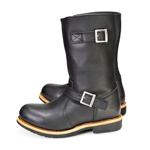Milwaukee Leather MBM9066 Men's Antique Black Classic Engineer Motorcycle Riding Boots - 124