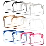 TOUYINGER TSA承認のトイレタリーバッグ、クリアトラベルトイレタリーバッグ、メイクアップコスメバッグセット、女性、男性用、ポータブルトイレタリーバッグ、旅行、バスルーム、整理用(ミックスカラー12個), ミックスカラー 12個, S, 透明。