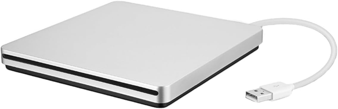 Kisangel External DVD Burner USB 3.0 Portable DVD Writer and CD ROM Drive Silver Gray Compatible with Laptop Desktop for Optical Disc Reading and Burning