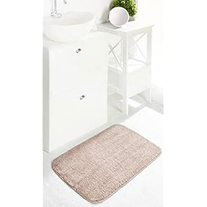 Amazon Brand - Solimo Anti Slip Microfibre Bathmat, 50cm x 80cm - Pack of 2 (Beige)