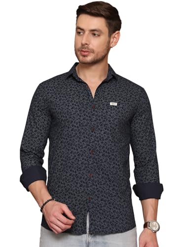 Image of Majestic Man Printed Pure Cotton Slim Fit Casual Shirt