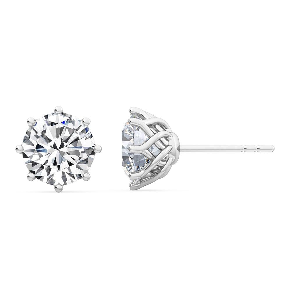 Classic 1-5 Carat (ctw) White Gold Round Cut LAB GROWN Diamond Eight Prong Stud Earrings (Color E-F Clarity VS2-SI1)