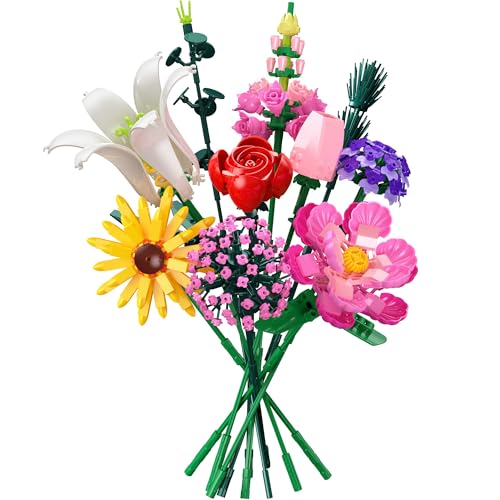 Blumen Bauklötze Set, 10 Stil Heim Decor Pflanzen Baukasten, Botanical...