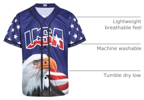 Camisetas Patrióticas de Béisbol con Estilo de Bandera Americana para Hombre USA Eagle miniatura 4