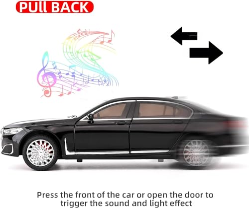 Image of PLUSPOINT Diecast 7Series 760 THE7 Toy Car 1:24 Scale Model,Pull Back Vehicles Alloy Simulation Supercar with Lights and Sound Also for Car Dashboard,Kids,Adult
