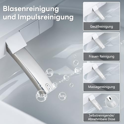 Casta Diva Dusch WC Komplettanlage mit UV-Sterilisation, Hänge WC mit Bidet Funktion, Sitzheizung, Entkalkungs und Geruchsfunktion, Automatischer Deckelöffnung und WC Fernbedienung (CD-AU002)