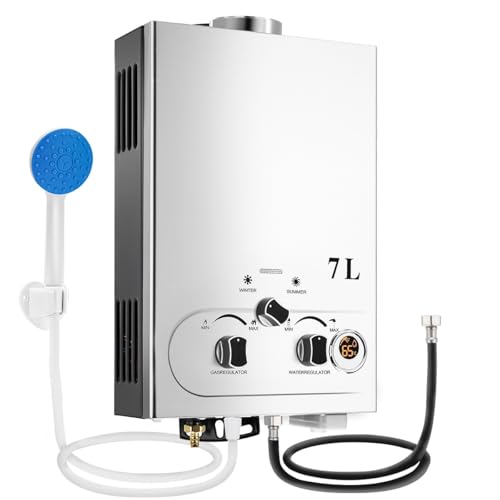 La Mejor Selección de Calentador de Paso Iusa , tabla con los diez mejores. 39 Boiler de Paso Gas LP, Calentador de Agua Electrico Instantaneo, Capacidad de 7L/Min, con Modos de Invierno y Verano, 3 Perillas Ajustables, Cabezal de Ducha, Ahorro de Gas