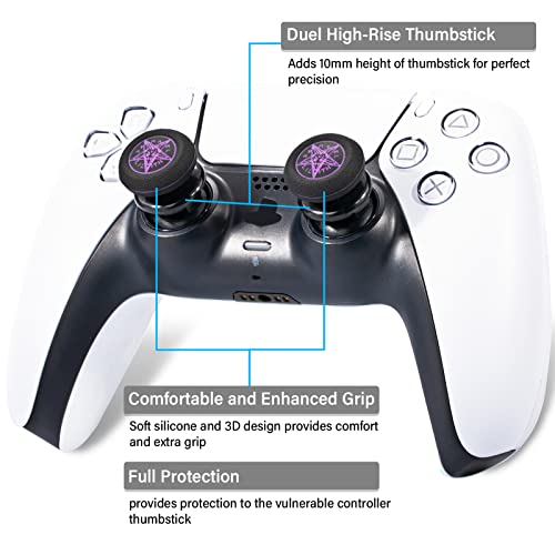 Playrealm FPS Extensor Thumbstick e impressão de borracha silicone Grip Cover 2 conjuntos para PS5 D