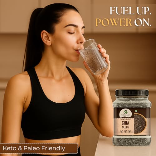 Image of Earthy Eats Chia Seeds 1KG for Eating | Rich in Calcium, Protein & Fibre | Whole Chia for Smoothies, Salads, Baking & Cooking | Ideal for Kitchen Pantry & Everyday Use | Jar Pack Of 1