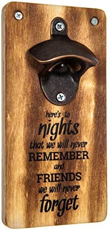 FiNeWaY Retro Wooden Beer Bottle Opener Wall Mounted with Bronze Effect Metal - Ideal for Father's Day, Husband Mens Xmas Gift (Slogan 2)