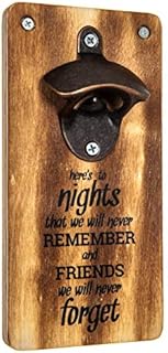 FiNeWaY Retro Wooden Beer Bottle Opener Wall Mounted with Bronze Effect Metal - Ideal for Father's Day, Husband Mens Xmas Gift (Slogan 2)