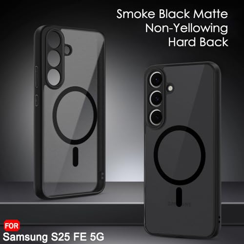 Image of TheGiftKart Hybrid Shockproof Back Cover Case for Samsung Galaxy S25 FE 5G | Hard Back Cover Case for Samsung Galaxy S25 FE 5G (PC & TPU, MagSafe Compatible, Translucent Smoke Matte Back, Black Sides)