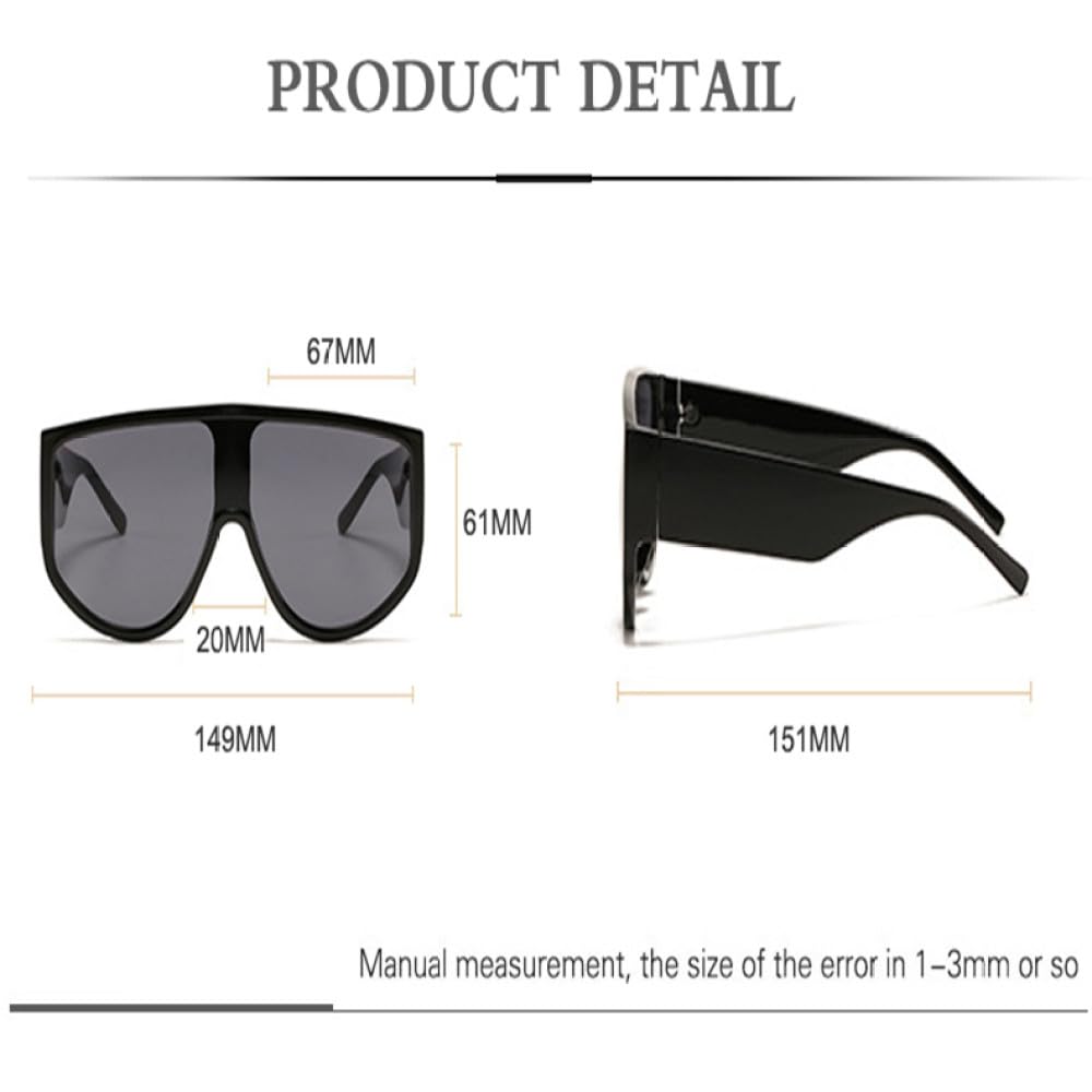 Gafas de Sol Planas de Gran tamaño para Mujer, Lentes de Sol cuadradas de una Pieza a la para Hombre, Tonos Amarillos y Verdes