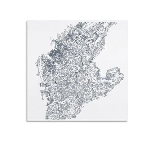 BPQN Stampa artistica su tela con mappa minimalista di Okinawa, Asia, Giappone, 40 x 40 cm