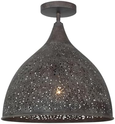 Crystorama Jasmine 14'' Forged Bronze Semi Flush Mount