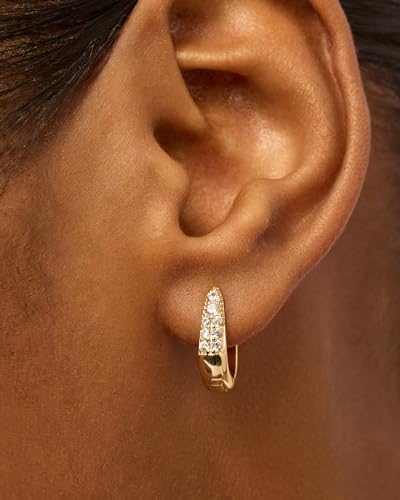 PAVOI 18K Gold Plated 925 Sterling Silver Posts Cubic Zirconia U Shaped Hoop Earrings | Hypoallergenic CZ Huggie Earrings for Women2