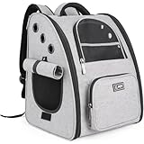 最新型 犬 猫 リュック 折り畳み式 きゃりーバッグ 小型犬・小動物用 ３面メッシュで通気性 犬猫兼用 ペットキャリー 幅広ショルダー＆高反発クッションで肩・腰楽々ペットリュック 通院/旅行/災害避難用 ペット用品 ダークグレー (グレー)