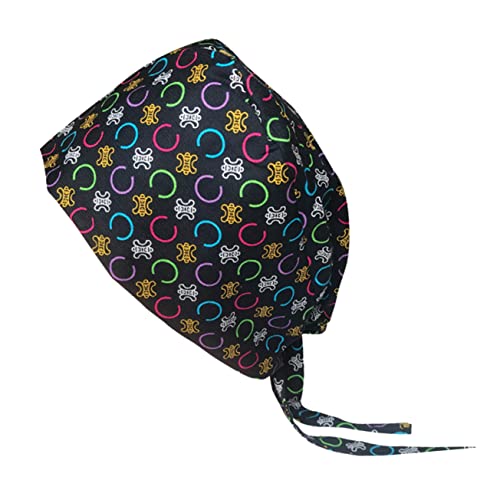 GALPADA Boné de uniforme hospitalar colorido estampado chapéu de enfermeira com cadarço masculino tu