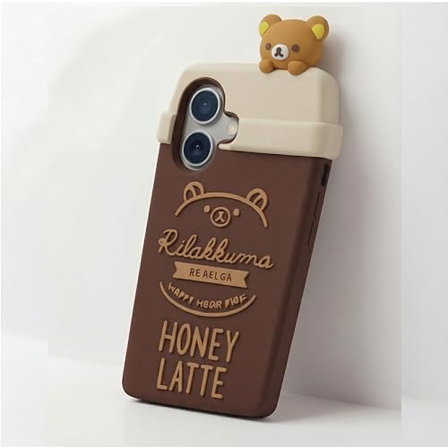 Image of amazon basics Cute 3D Latte Coffee Silicone Phone Case for iPhone 17 | Soft Protective Cartoon Back Cover | iPhone Back Case for iPhone 17