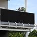 SUNLAX 3'x10' Black Balcony Privacy Screen Fence Windscreen Cover Fabric Shade Netting Mesh Cloth with Grommets UV Protection for Patio, Backyard, Porch, Railing Shield 90% (We Make Custom Sizes)