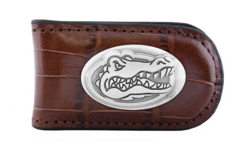 NCAA Florida Gators Tan Crocodile Leather Magnet Concho Money Clip, One Size