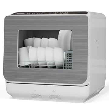 SUNVIVI Lava-Louças Portátil com Reservatório de Água de 4,5L (152 Oz), Modelo de Bancada de 45 Cm (18"), Comporta Pratos de Até 30 Cm (12"), Certificação Energy Star, 6 Modos Predefinidos, Início
