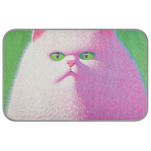 EtherSpher Cartoon Cute White Funny Cat Summer Cooling Bed Self Cooling Washable cat Bed for pet cat Outdoor Portable tapete enfriador para Perros M