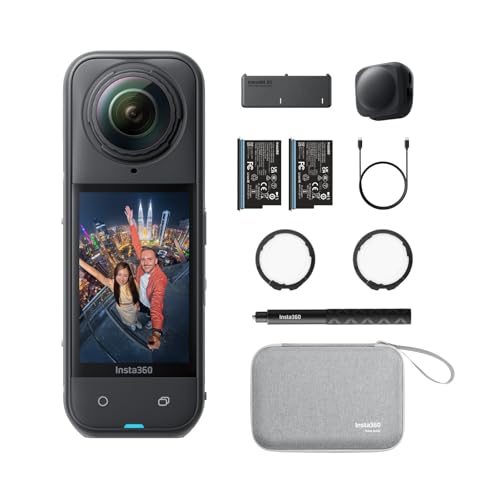 Insta360 X5 Paquete Esencial - Cámara 8K 360º Impermeable, líder con Poca luz, Efecto Selfie...